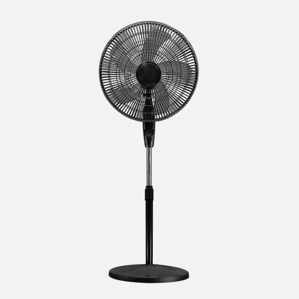 ABRILA - Ventilador de Pie Escudero 50W | 3 Velocidades y 5 Aspas | Fijo y Rotatorio | Orientable | Diseño Elegante | Regulable en Altura | 100/115x40x40 cm | Negro