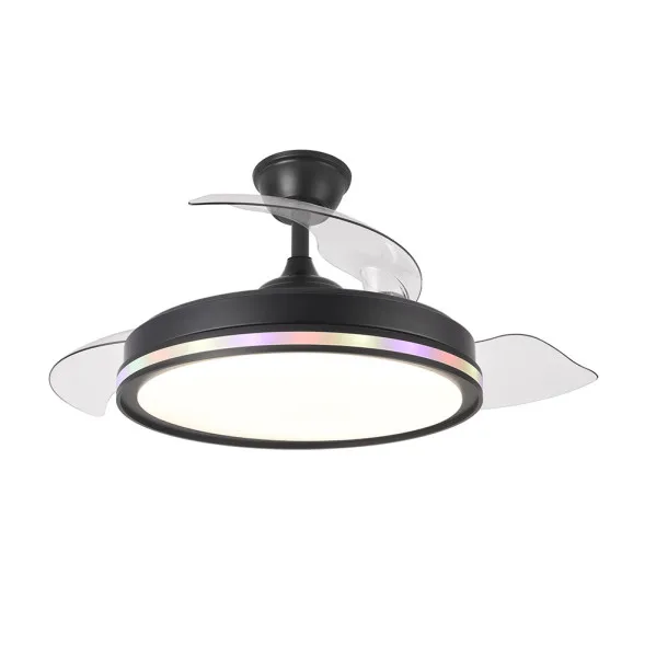 FABRILAMP Ventilador Dc 59+7w Cacique Negro 3asp 107d 6980lm 3000-4500-6500k+rgb Remo+r.int+memo+temp Ecoiluminaled