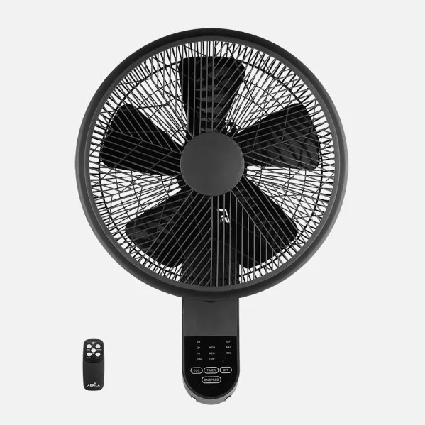 ABRILA - Ventilador de Pared Aloha 50W | 3 Velocidades y 5 Aspas | Oscilante y Orientable | Control Remoto | Temporizador | 60x43x32 cm