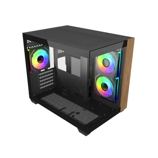 Cooler Master Elite 481 Caja de Ordenador de Madera Negra | 3 Ventiladores Argb invertidos preinstalados | Soporte AIO de hasta 360 mm | Soporte para Placa Base mATX | Soporte GPU de hasta 410 mm |