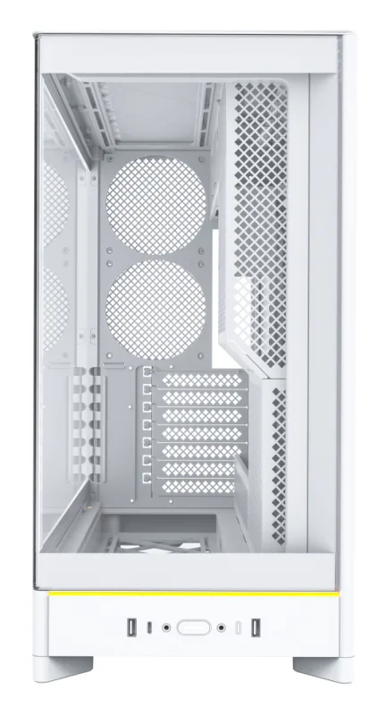 MONTECH HS02, ATX - Carcasa de PC de torre media, PC para juegos, flujo de aire alto, diseño reversible, panel frontal de vidrio templado curvado resistente, diseño de hundimiento, paneles sin