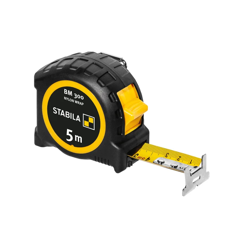 STABILA Cinta métrica BM 300, 5 m, cinta métrica de doble cara, carcasa de PC/ABS irrompible, gancho Spikes, clip para cinturón, precisión MID
