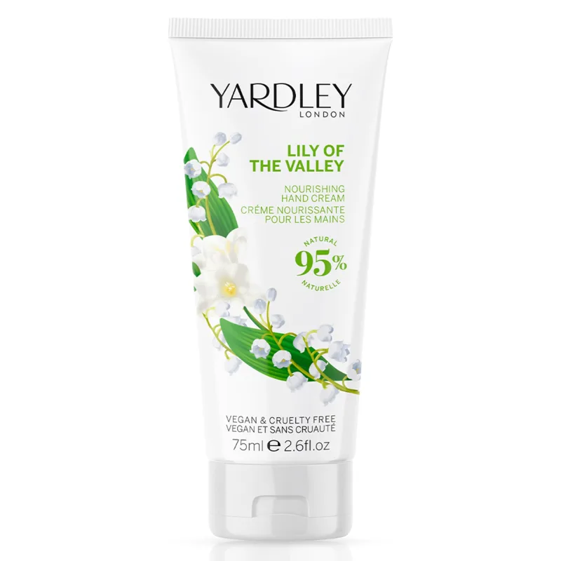Crema de manos Yardley London Lily of the Valley para mujer, con un ligero aroma floral, manteca de karité y aceite de girasol que ayuda a suavizar manos y uñas para un aspecto cuidado - 75 ml