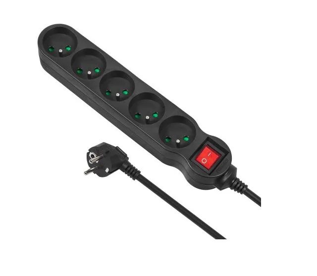 Maclean MCE185 base múltiple 5 m 5 salidas AC Interior Negro