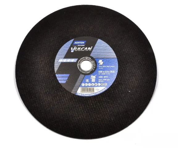 Disco de corte para metal, Norton Vulcan A30S FIX80, 400mm x 4.0mm x 32mm, corte rápido y preciso, alto rendimiento, ideal para uso industrial intensivo