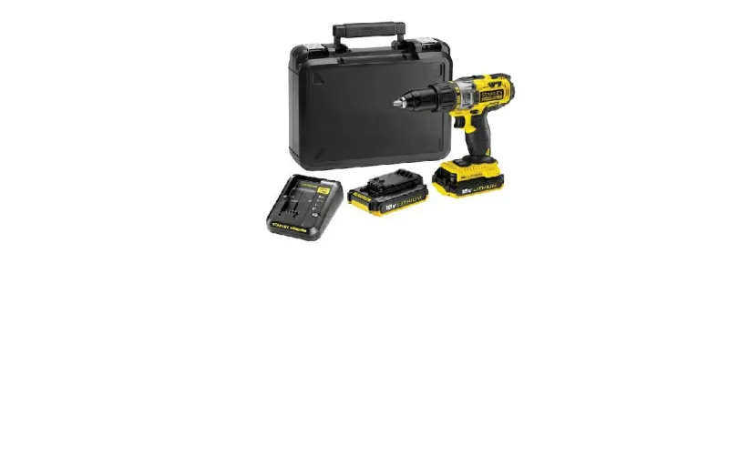 Stanley, SFMCD725D2K, atornilladora angular inalámbrica 80Nm Brushless, sistema V20 18V, 2 baterías 2,0Ah incluidas, cargador y maletín, compacta, negro con amarillo