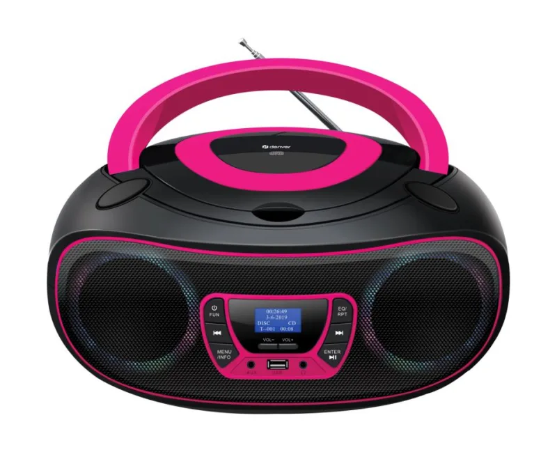 Denver DAB+ Boombox con radio DAB+/FM, función Bluetooth, color rosa