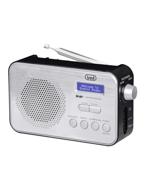 Trevi Dab 7F92 R - Portable Dab/Dab + Radio, Highly readable Dot Matrix Display, Clock with 2 programmable Alarms, Rechargeable Lithium Battery Negro