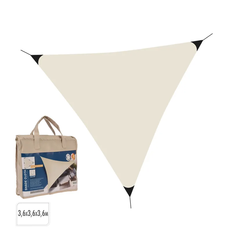 Toldo vela triangulo color crema 3,60 x 3,60 x 3,60 m