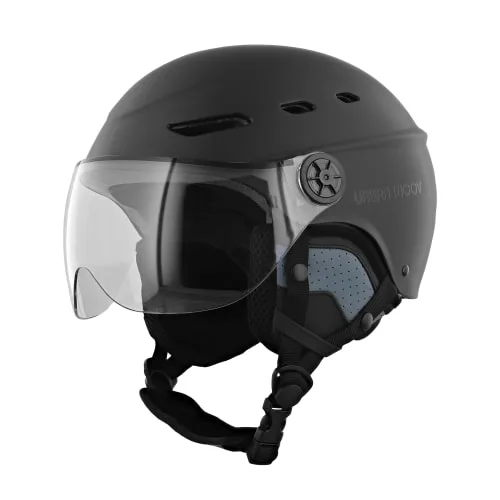 T'nb - Casco de protección con visera y orejeras desmontables, talla M, color negro