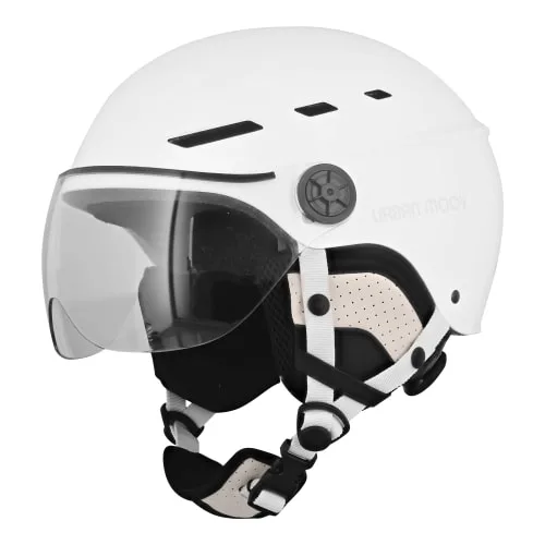 T'nb - Casco de protección con visera y orejeras desmontables, talla L, color blanco