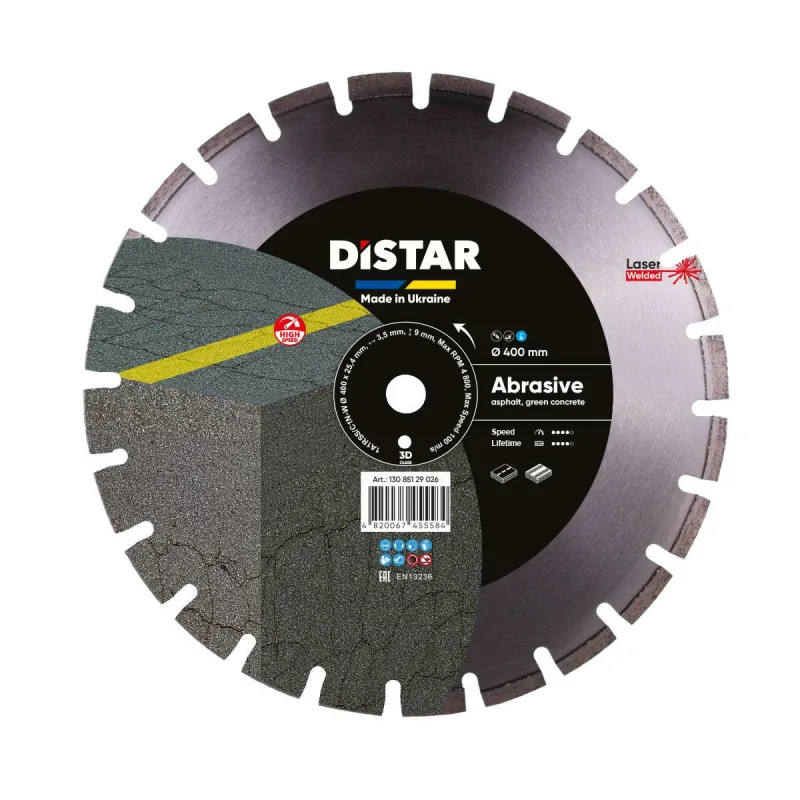 Disco de corte diamantado, Distar Bestseller Abrasive 400 x 3,5/2,5 x 25,4mm, ideal para corte de materiales duros, alta precisión, durabilidad y rendimiento profesional intensivo.