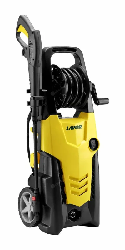 LAVOR Lavadora a presión Ikon 160 Plus, 160 BAR 2200W, motor de inducción, bomba de aluminio, tambor de manguera, cepillo para patio limpiador L28 con depósito, boquilla turbo 240 ewBAR, manguera de 8