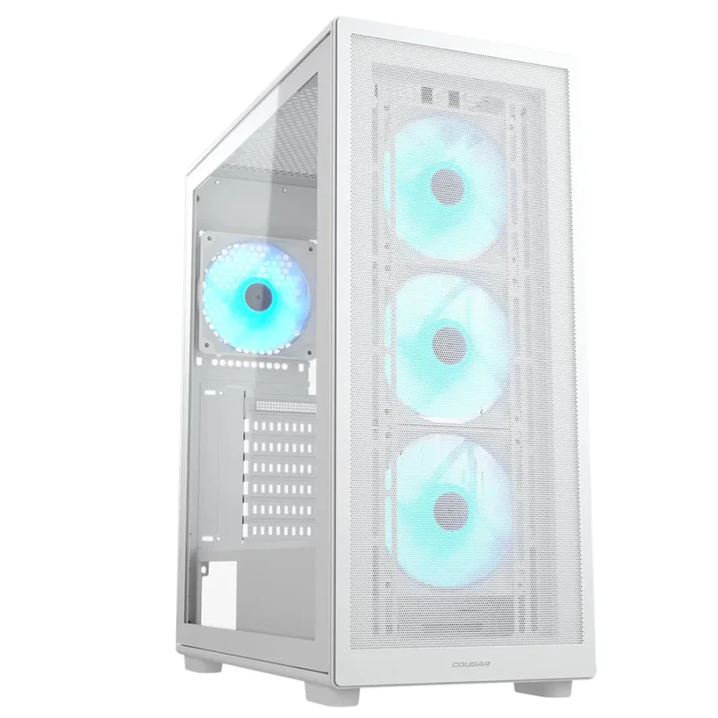 COUGAR Gaming | CAJA PC Gaming | MX220RVBWHITE - Caja ATX Intermedia - 4 Ventiladores ARGB 120mm preinstalados - Capacidad máxima de refrigeración - Soporte USB 3.2 Gen 2 Type C
