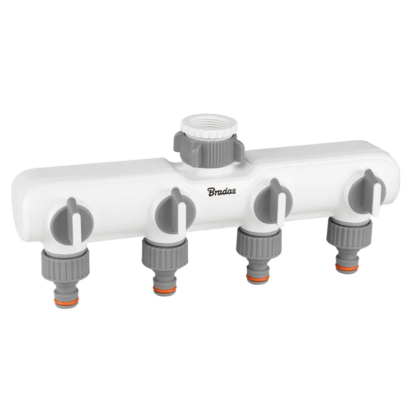 Bradas, modelo WL-3054K, Distribuidor 4 vías con válvulas, conexiones 1"-3/4", para sistemas de riego profesionales