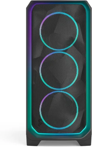 Fractal Design Meshify 3 Ambience Pro RGB - Caja de PC ATX, Negro con Cristal Templado, Iluminación ARGB Gen 2, Panel Frontal de Malla, Compatible Radiador 280/360 mm