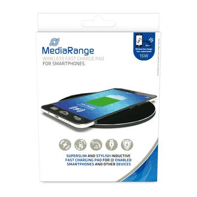 MediaRange MRMA118 cargador de dispositivo móvil Smartphone Negro USB Cargador inalámbrico Carga rápida Interior