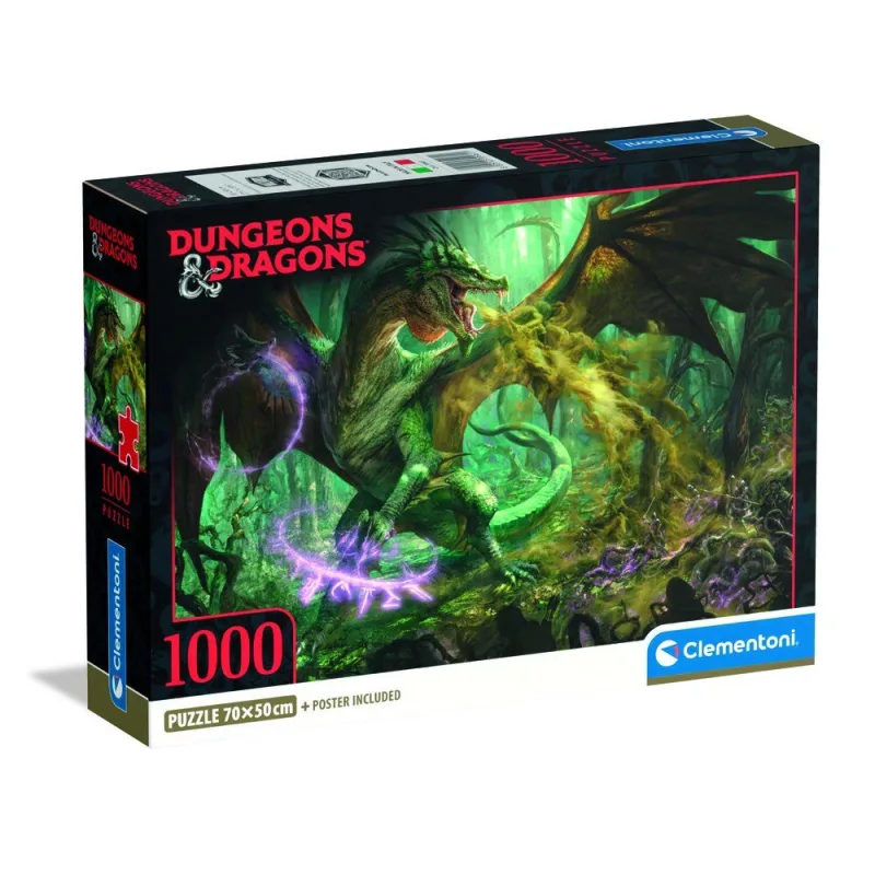 Clementoni - Puzle de 1000 Piezas para Adultos y niños, Serie Especial, Tema RPG Dungeons & Dragons, con póster Incluido, Caja compacta, Idea Regalo Hombre y Mujer, Fabricado en Italia, 70 x 50 cm,
