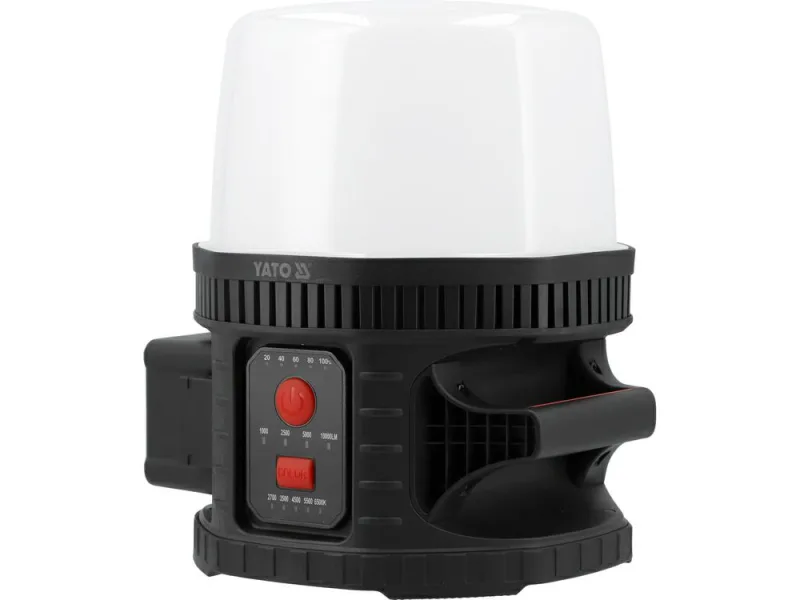 YATO, modelo YT-829670, Reflector 18V, ideal para iluminación potente de 10000 lúmenes 360°, IK08, sin batería ni cargador, herramienta profesional para exteriores y trabajos intensivos