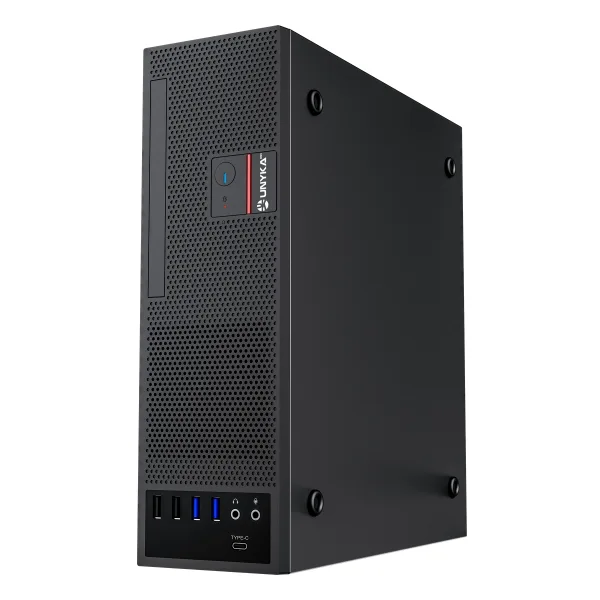 Unykach uk3006 caja slim microatx con fuente de alimentacion 150w - tamaño disco soportado 2.5" - usb-a 2.0/3., usb-c y audio - ventilador 80mm incluido - color negro
