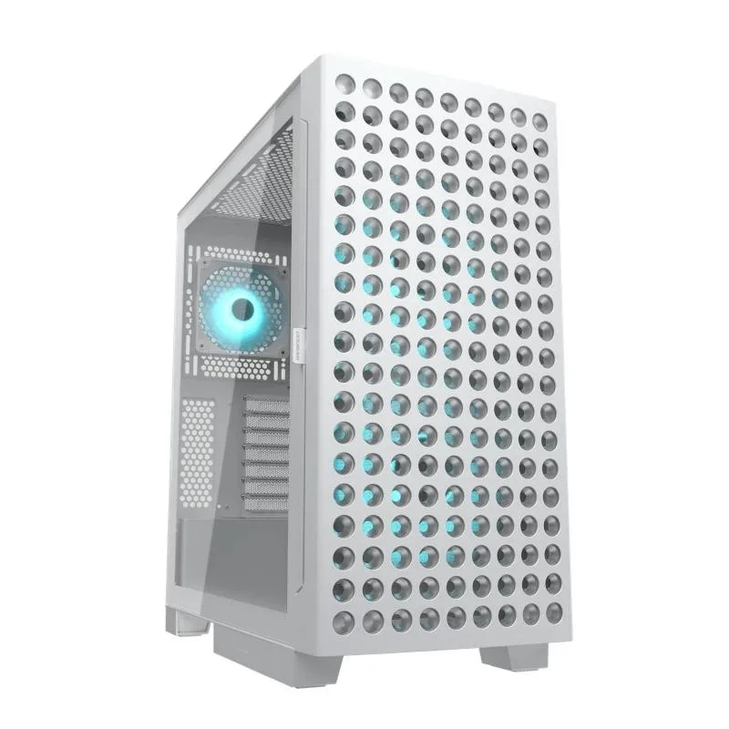 Cougar Airface Eco RGB - Chasis para Juegos de Torre Media: Rejillas de ventilación cónicas, 2 Ventiladores de refrigeración PWM Frontales preinstalados de 180 mm, Filtro de Polvo de Deslizamiento