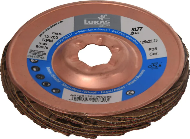 Disco Abrasivo Lukas 125mm P36 | SLTT Ceramic AD IQ-Series | Lijado de Alta Precisión | Tecnología Cerámica | Máxima Durabilidad | Para Metal e Inoxidable