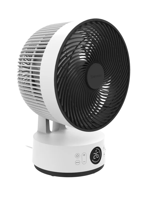 MEACO MeacoFan Sefte 10", ventilador de mesa, circulación de aire silenciosa, motor sin escobillas, oscilación horizontal y vertical, control remoto luminoso, blanco