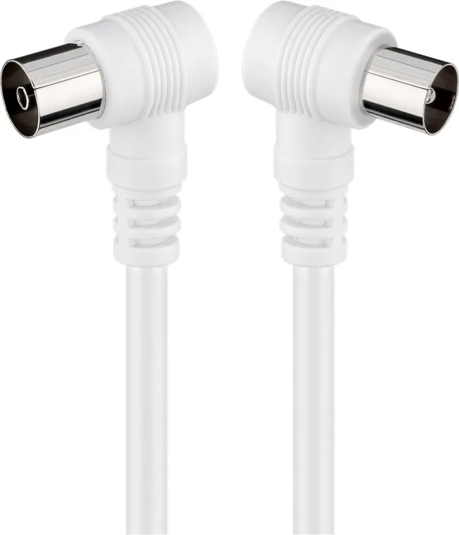 Goobay 11522 - Cable coaxial de 5 m/Macho y Hembra/Conector antena TV/Angulo 90 grados/Blanco