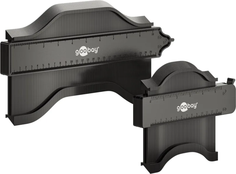 goobay 61668 - Medidor de contorno con bloqueo, ideal para mediciones de contorno precisas, en la fabricación/taller o en uso de hobby, juego de 2 unidades, 25 cm y 13 cm