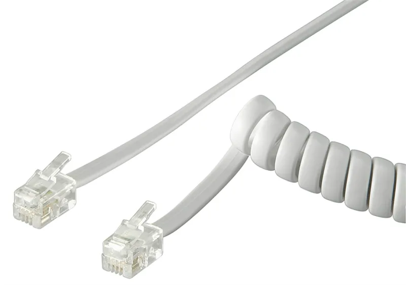 Telefonhörer-Spiralkabel 2xModularstecker RJ10 4P4C 4m weiss
