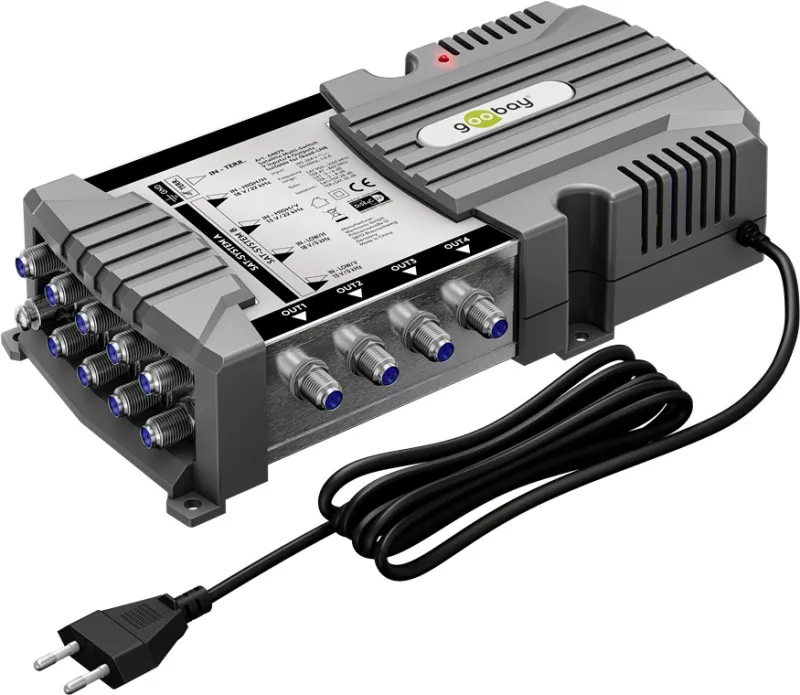 Multi-conmutador satélite 9 entradas/4 salidas, distribuidor para un máximo de 4 usuarios de dos satélites.