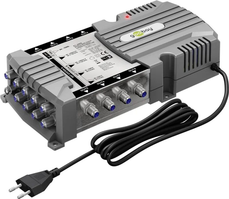 goobay 64880 Multiconmutador satélite/Multiconmutador Compacto / 9 entradas / 8 Salidas / 4K, 8K UHD/Dab+ / para 8 participantes