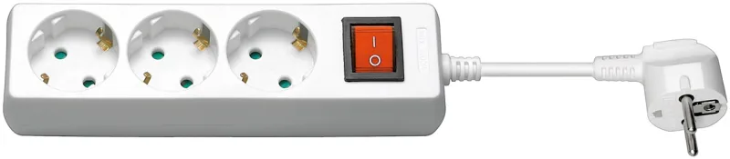 Wentronic - Regleta de enchufes con Interruptor (3 enchufes de Seguridad, 1,5 m), Color Blanco