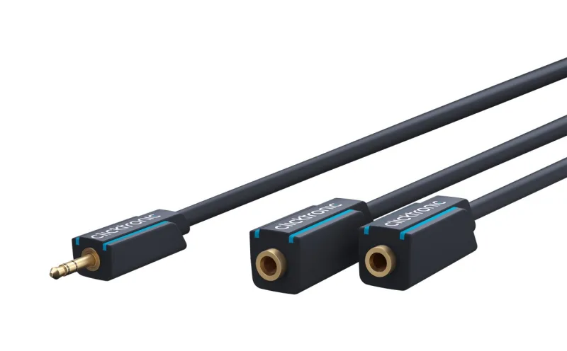 Clicktronic Casual MP3 Duo Sound - Adaptador (conector macho de 3,5mm, 2 conectores hembra de 3,5 mm)