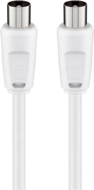 Goobay 68145 Cable Conector de Antena (1 x Conector de Antena 75 a 1 x Conector de Antena 75 1,5 m), Color Blanco