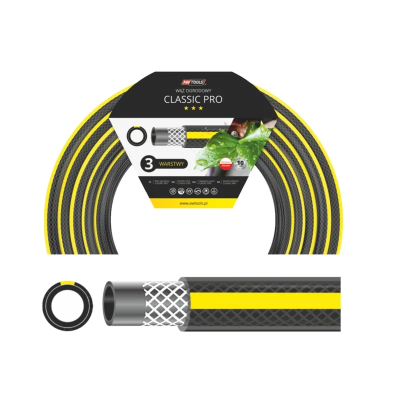 Manguera de jardín Awtools Classic Pro 1/2" 30m, ideal para exteriores, flexible, resistente, perfecta para riego y jardinería, alta durabilidad, fácil de manejar y almacenar.