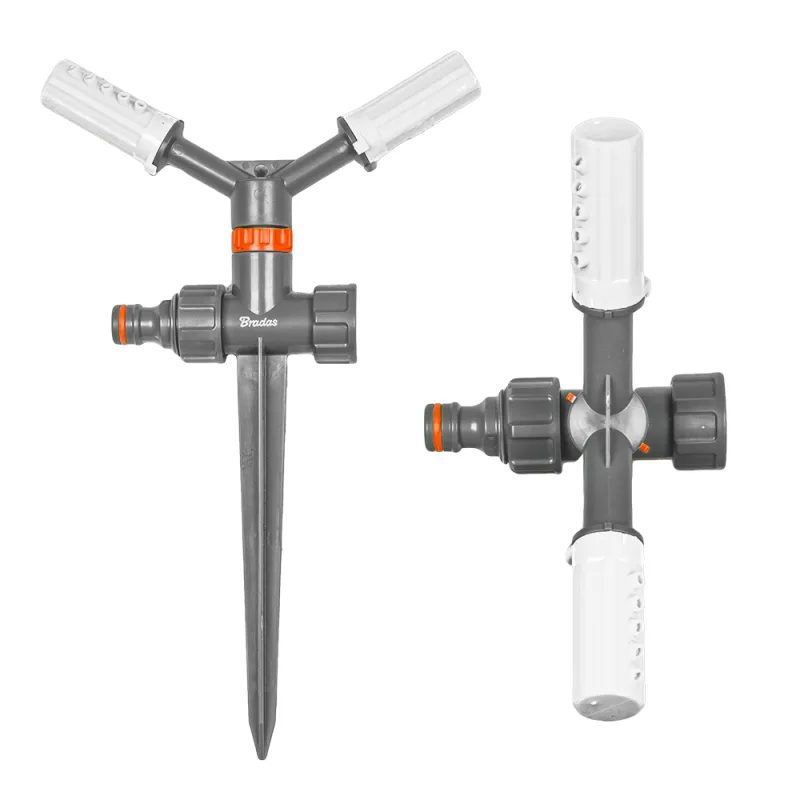 Zraszacz obrotowy 2-ramienny na kolcu - blister /white line