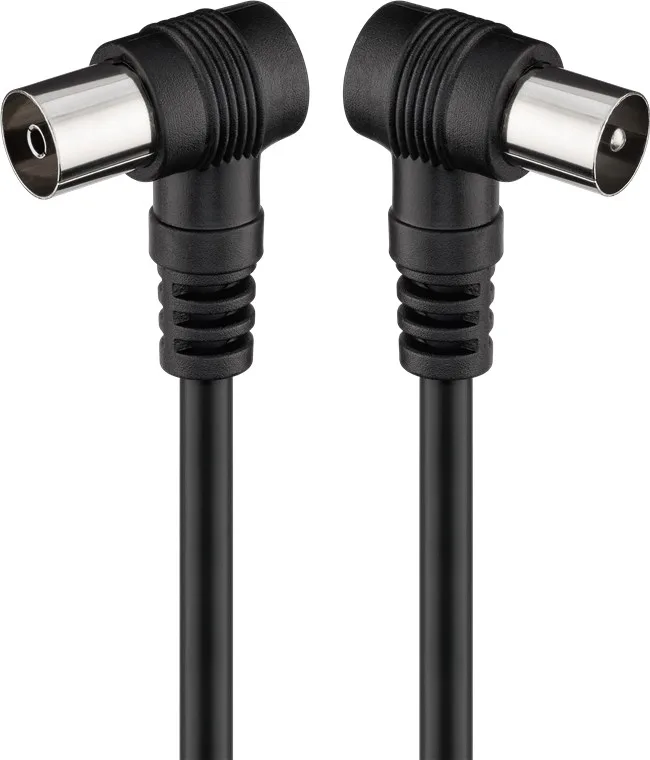 Wentronic Goobay 11526 - Cable coaxial de 2.5 m/Macho y Hembra/Conector Antena TV/Angulo 90 Grado/Negro