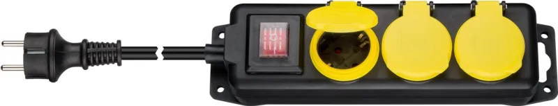 Goobay 45193 base múltiple 3 m 3 salidas AC Interior / exterior Negro, Amarillo