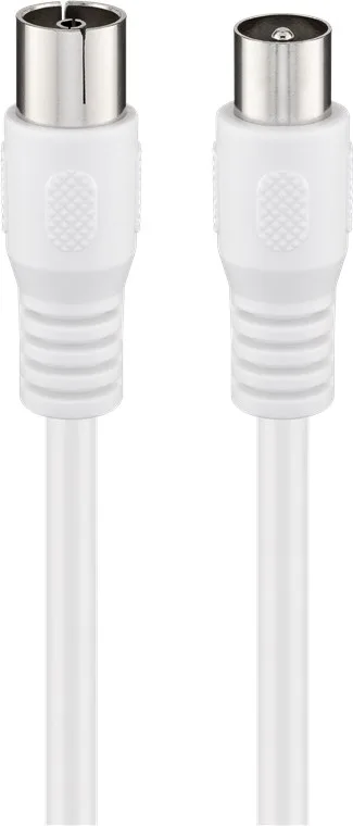 Goobay - Cable de Antena (Class A, 85 dB, 2 Conectores apantallados, 5 m, Conector coaxial Macho a Conector coaxial Hembra, apantallado), Color Blanco