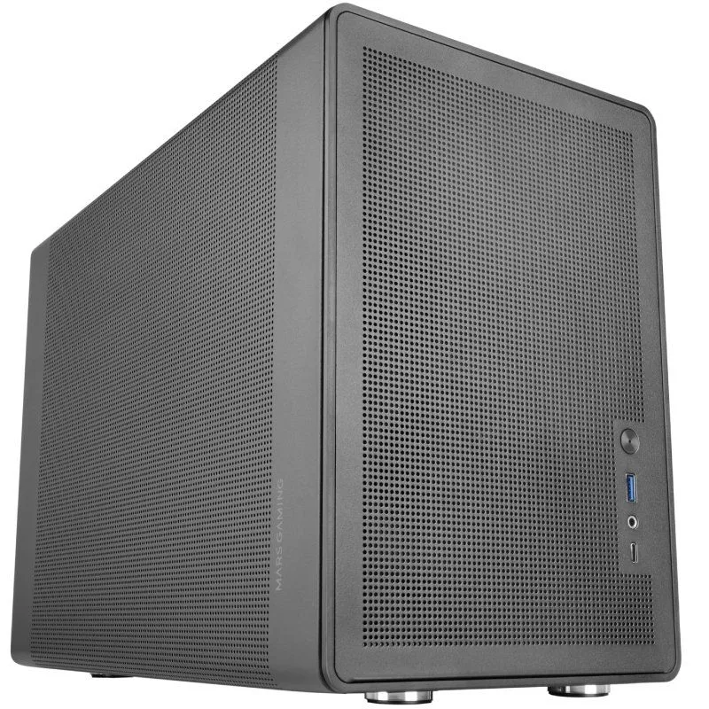 Mars Gaming MC-XPRO, Caja MicroATX Ultracompacta, Diseño Paneles Mesh, Ventilador Trasero 120mm, Tecnología de Refrigeración Mesh 360°, Compatibilidad Dual de PSU ATX y SFX, Minitorre PC USB-C, Negro
