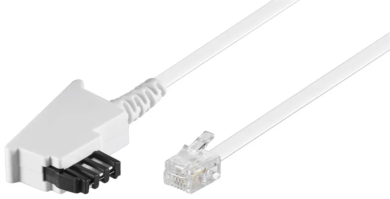 Goobay 68539 Cable telefónico TAE-F de Enchufe a Clavija (RJ11 / RJ14) / Cable de Router/Cable DSL / 3 Metros/Blanco