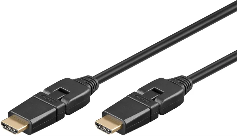 goobay 61283 Cable HDMI 360° de alta velocidad con Ethernet/Enchufe HDMI 360° tipo A/Enchufe HDMI giratorio/Resolución pantalla hasta 4K@60Hz (Ultra HD 2160p) / Enchufes chapados en oro / 5M