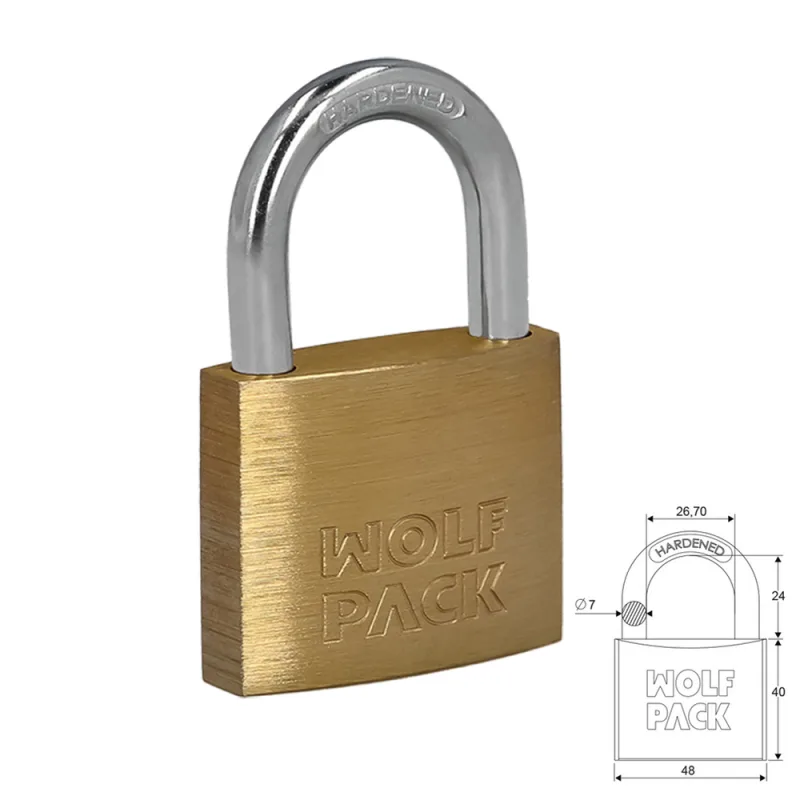 WOLFPACK LINEA PROFESIONAL - Candado Laton Arco Normal 50 mm.