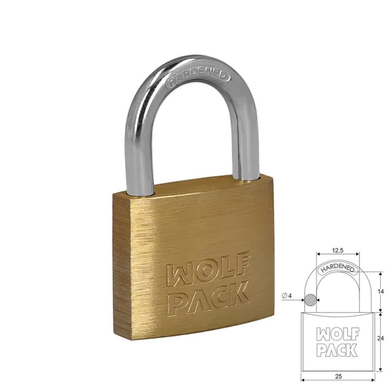 WOLFPACK LINEA PROFESIONAL - Candado Laton Arco Normal 25 mm.