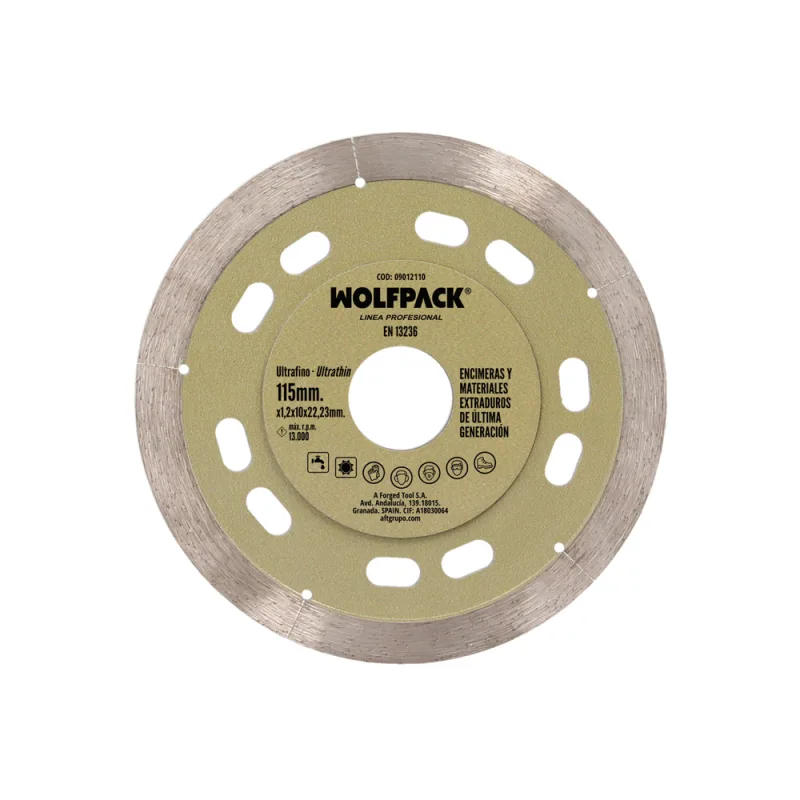 WOLFPACK LINEA PROFESIONAL Disco Diamante Ø 115 mm. Materiales de Ultima Generación. Segmento de 10 mm.