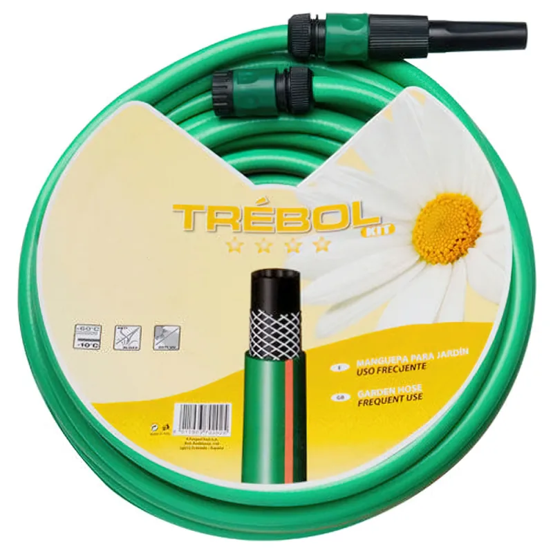 Tubo Verde Trebol Trenzado 15 Mm. Rollo 25 Metros Con Accesorios