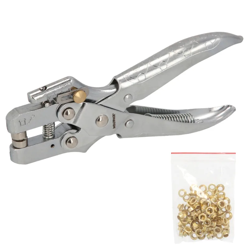 WOLFPACK LINEA PROFESIONAL Alicates Para Ojetes Profesionales Con 50 Ojetes Pequeños