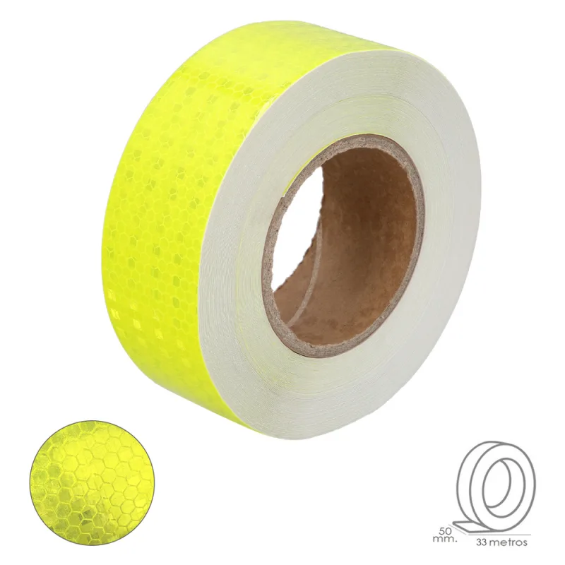 WOLFPACK LINEA PROFESIONAL Cinta Adhesiva Reflectante Amarillo Claro 50 mm. x 33 metros. Uso doméstico.