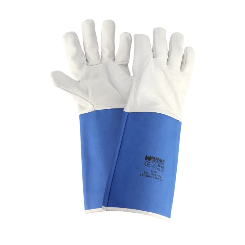 Guantes piel serraje largos 40 cm. guante resistente, guante comodo, guantes de trabajo, (par)